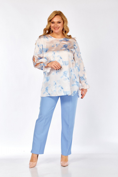Блуза Элль-стиль 2454а бежевый_голубой - фото 11