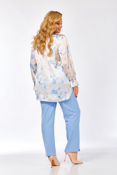 Блуза Элль-стиль 2454а бежевый_голубой - фото 8