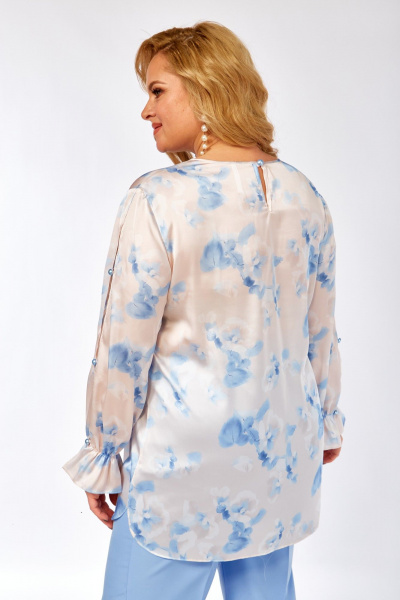 Блуза Элль-стиль 2454а бежевый_голубой - фото 7