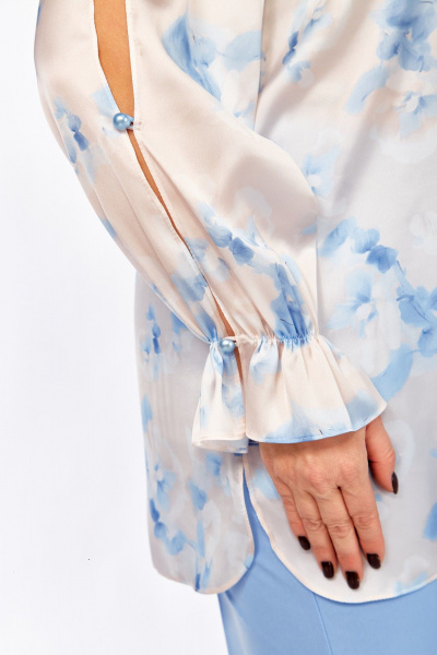 Блуза Элль-стиль 2454а бежевый_голубой - фото 6