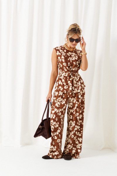 Блуза, брюки Beautiful&Free 6476 молочно-коричневый - фото 2