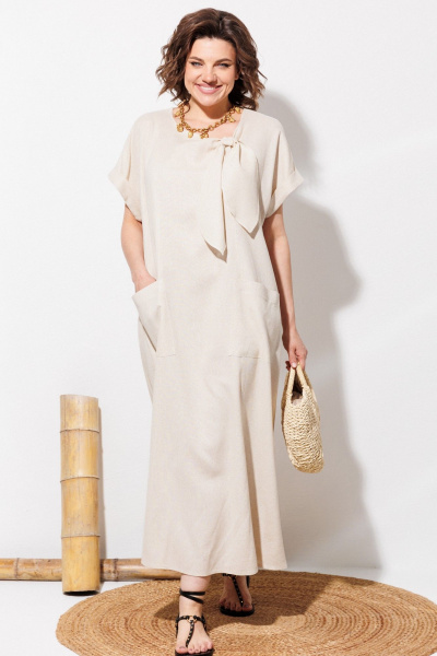 Платье ANASTASIA MAK 1326 бежевый - фото 2