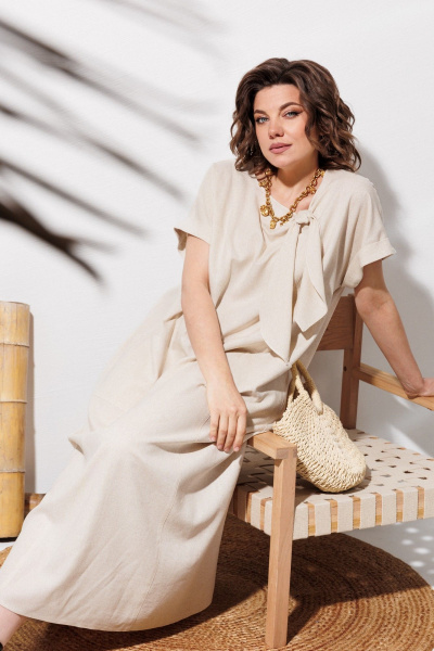 Платье ANASTASIA MAK 1326 бежевый - фото 6