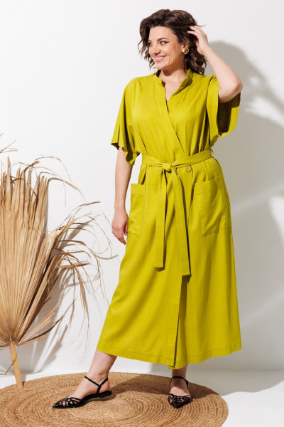 Платье ANASTASIA MAK 1327 олива - фото 3