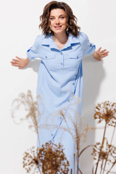 Платье ANASTASIA MAK 1330 голубой - фото 13