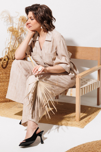 Брюки, рубашка ANASTASIA MAK 1339 бежевый - фото 8