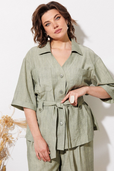 Брюки, рубашка ANASTASIA MAK 1339 мох - фото 11