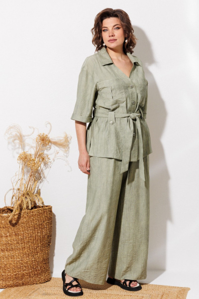 Брюки, рубашка ANASTASIA MAK 1339 мох - фото 2