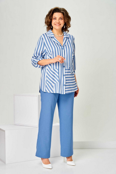 Блуза, брюки Асолия 1518 голубой - фото 3