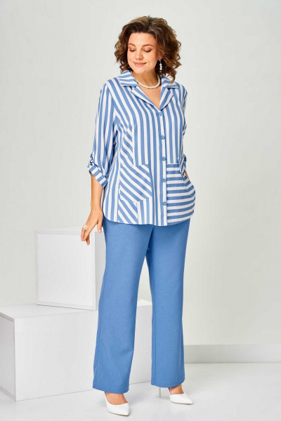 Блуза, брюки Асолия 1518 голубой - фото 2