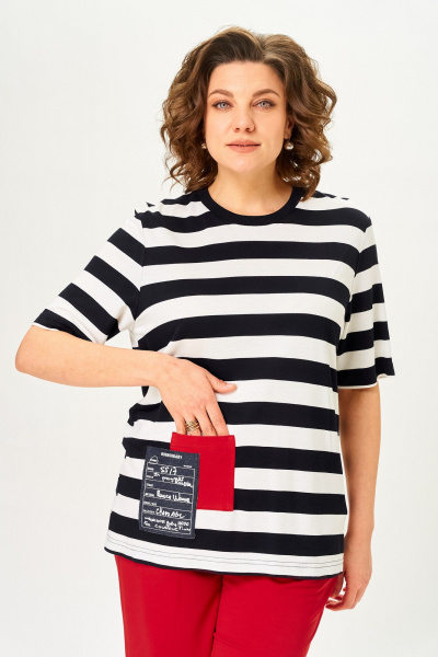 Брюки, футболка Michel chic 1452 красный/полоска - фото 6