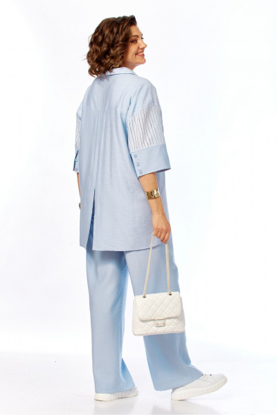 Блуза, брюки Ольга Стиль С-1030 голубой - фото 3