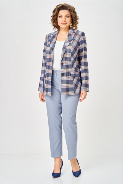Жакет БелЭльСтиль 412-3 03 22 голубая-клетка - фото 6