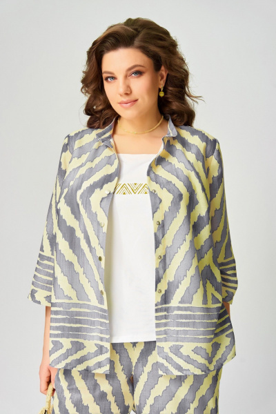 Блуза, брюки, топ Fita 1564 серо-лимонный - фото 6