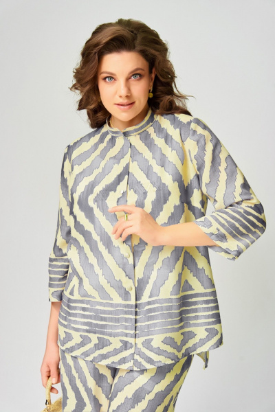 Блуза, брюки, топ Fita 1564 серо-лимонный - фото 5