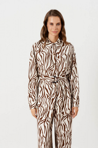 Блуза Nelva 23251 молочно-коричневый - фото 4