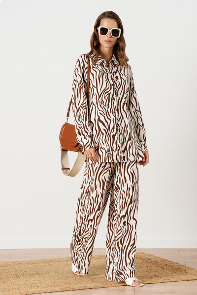 Блуза Nelva 23251 молочно-коричневый - фото 2