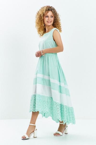 Платье Euromoda 712 мятный-белый - фото 2