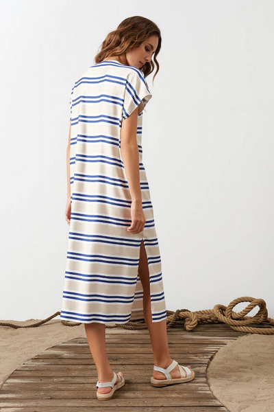 Платье Nelva 5158 бежевая-полоска - фото 7