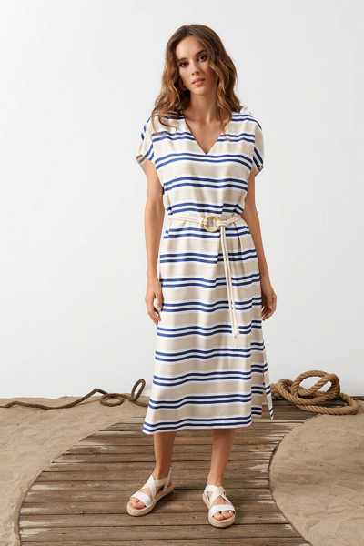 Платье Nelva 5158 бежевая-полоска - фото 2