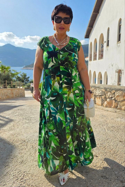 Платье Vittoria Queen 27923 зеленый-принт - фото 6