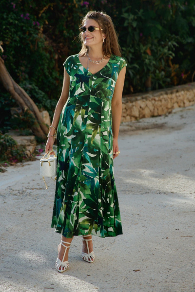 Платье Vittoria Queen 27923 зеленый-принт - фото 3