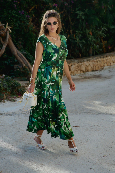 Платье Vittoria Queen 27923 зеленый-принт - фото 2