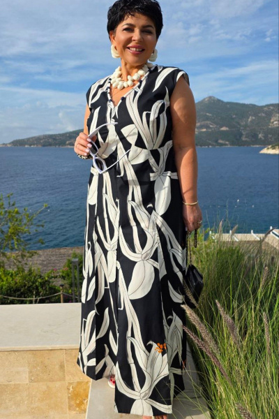 Платье Vittoria Queen 28133 черный_молочный_принт - фото 6