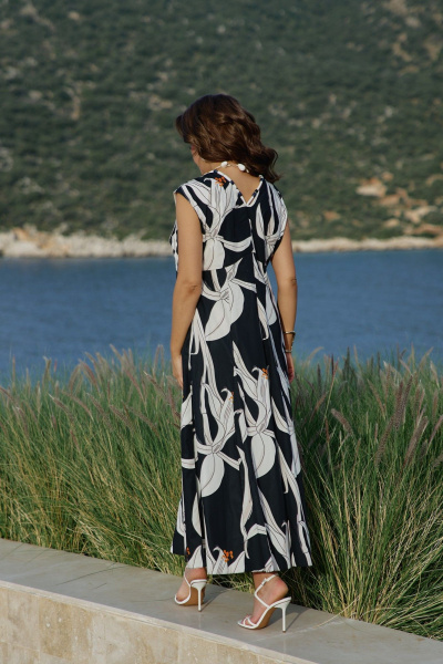 Платье Vittoria Queen 28133 черный_молочный_принт - фото 5