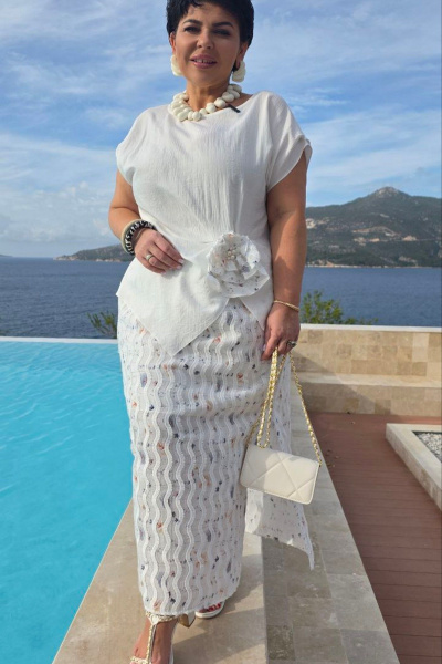 Блуза, юбка Vittoria Queen 28803 молочный-цветочный_принт - фото 9