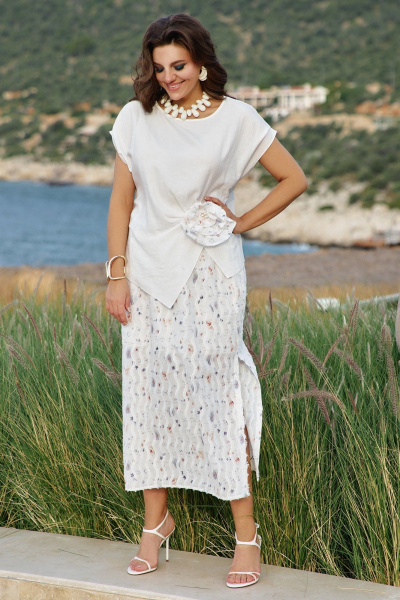 Блуза, юбка Vittoria Queen 28803 молочный-цветочный_принт - фото 3