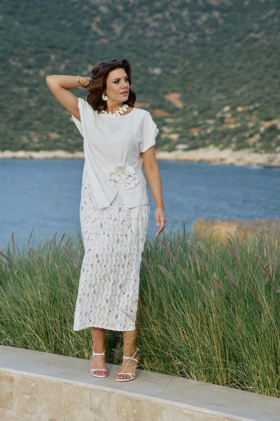 Блуза, юбка Vittoria Queen 28803 молочный-цветочный_принт - фото 2