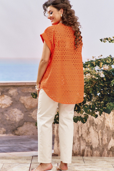 Блуза, брюки Vittoria Queen 29293 оранжевый_молочный - фото 3