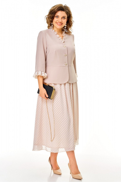 Жакет, юбка Aira Style 24144 бежевый - фото 10