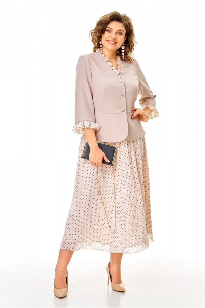 Жакет, юбка Aira Style 24144 бежевый - фото 9