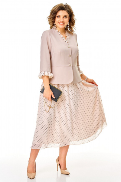 Жакет, юбка Aira Style 24144 бежевый - фото 2