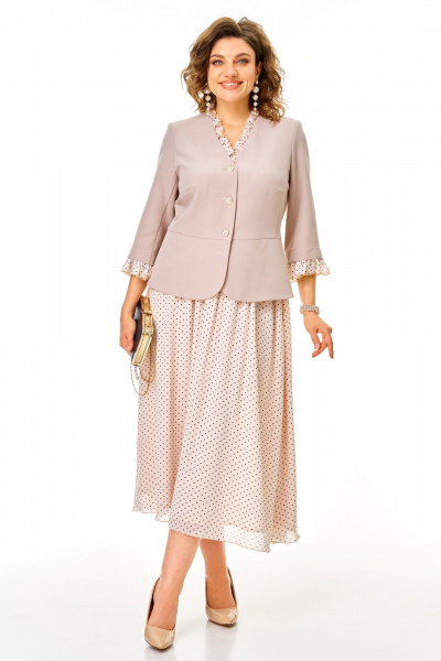 Жакет, юбка Aira Style 24144 бежевый - фото 1