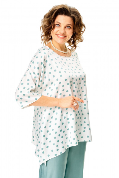 Блуза, брюки Anastasia 1341 бирюзовый-горох - фото 12