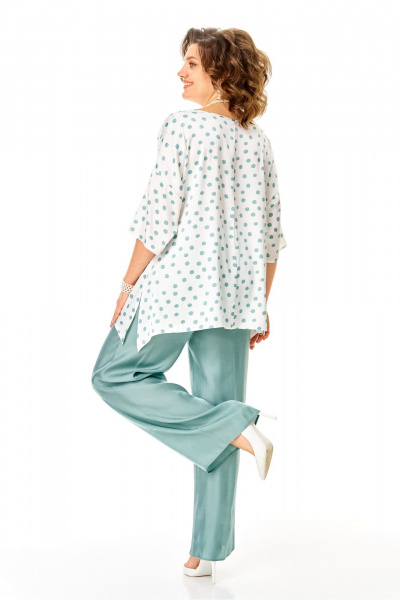 Блуза, брюки Anastasia 1341 бирюзовый-горох - фото 10