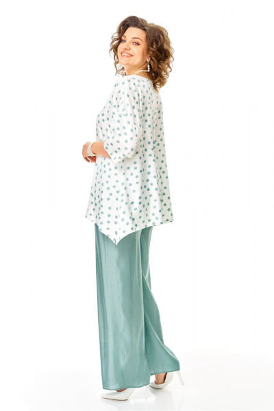 Блуза, брюки Anastasia 1341 бирюзовый-горох - фото 9