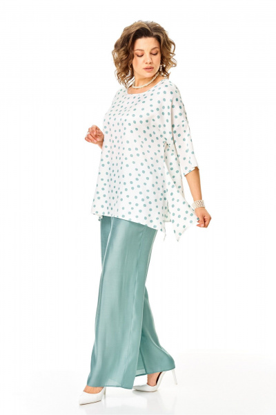 Блуза, брюки Anastasia 1341 бирюзовый-горох - фото 8