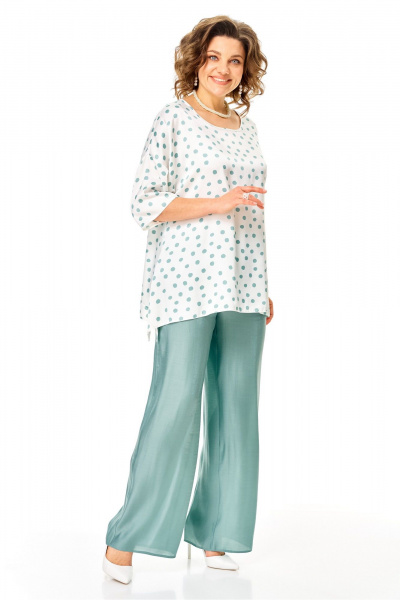 Блуза, брюки Anastasia 1341 бирюзовый-горох - фото 2