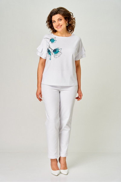 Джемпер Rumoda 2069 белый/бирюза - фото 8