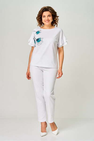 Джемпер Rumoda 2069 белый/бирюза - фото 6