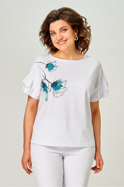 Джемпер Rumoda 2069 белый/бирюза - фото 1