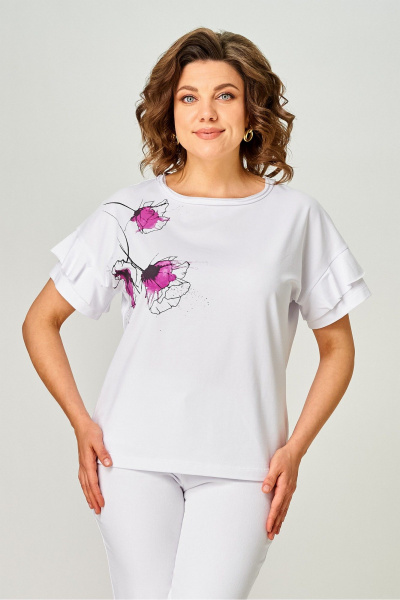 Джемпер Rumoda 2069 белый/лаванда - фото 5