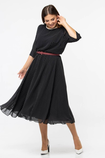 Черное шифоновое платье с пышной юбкой солнце и воланами Vita 2-002VT-2-0 - фото 7