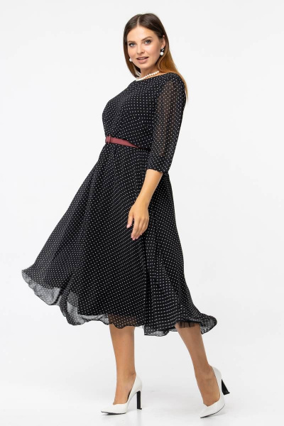 Черное шифоновое платье с пышной юбкой солнце и воланами Vita 2-002VT-2-0 - фото 6