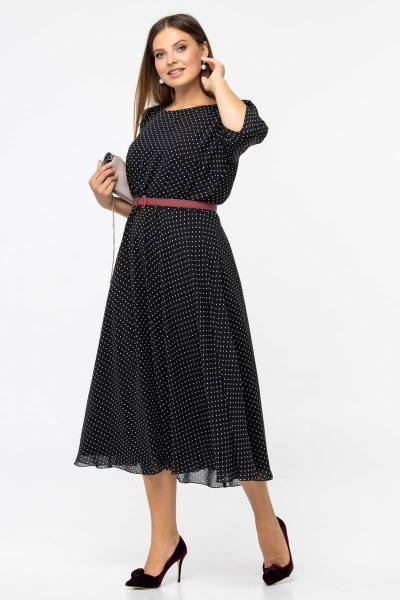 Черное шифоновое платье с пышной юбкой солнце и воланами Vita 2-002VT-2-0 - фото 4