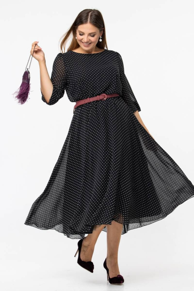 Черное шифоновое платье с пышной юбкой солнце и воланами Vita 2-002VT-2-0 - фото 2